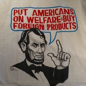 American Graffiti Patriotic tee Red,white & blue.Abe Lincoln NWT